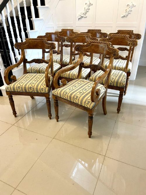 UNUSUAL SET OF 8 QUALITY ANTIQUE DECORATED FAUX BIRDS EYE MAPLE DINING CHAIRS - ADDITIONAL PHOTO 22