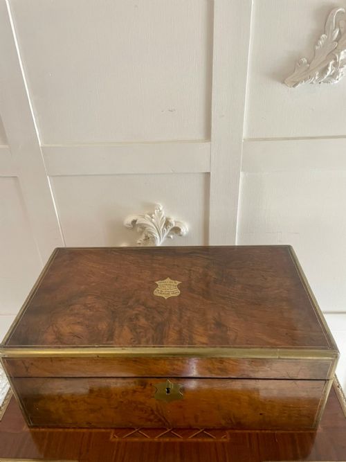 Superb Quality Antique Victorian Burr Walnut Brass Bound Writing Box