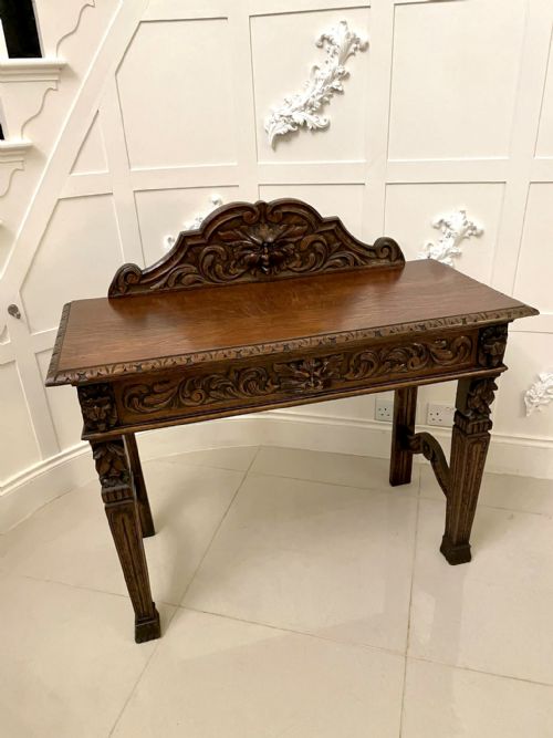 Antique Victorian Quality Carved Oak Side Table