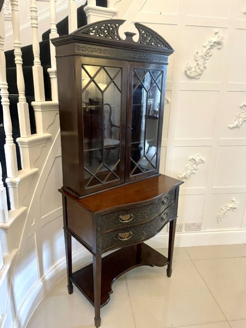 ANTIQUE VICTORIAN QUALITY CARVED MAHOGANY DISPLAY CABINET - ADDITIONAL PHOTO 4