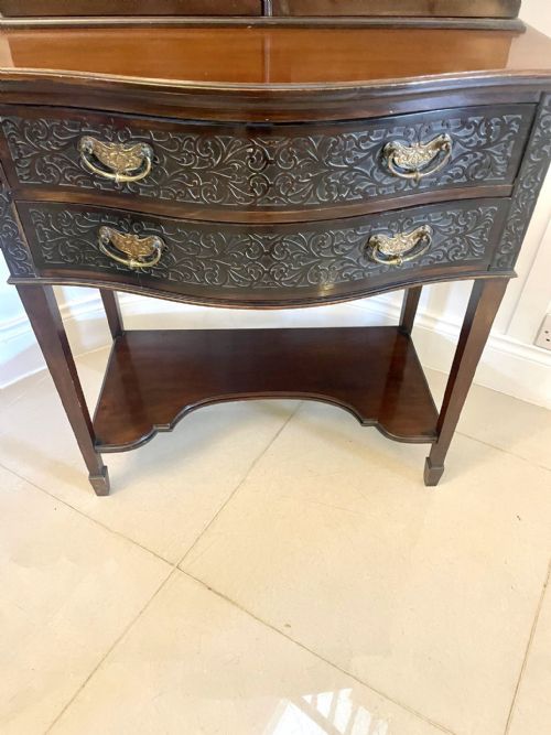 ANTIQUE VICTORIAN QUALITY CARVED MAHOGANY DISPLAY CABINET - ADDITIONAL PHOTO 10
