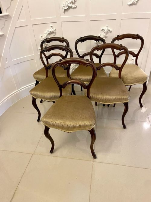 Set of 6 Antique Victorian Quality Rosewood Dining Chairs