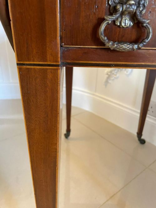 FINE QUALITY ANTIQUE SHERATON PERIOD INLAID MAHOGANY PEMBROKE TABLE - ADDITIONAL PHOTO 1