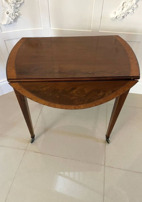 FINE QUALITY ANTIQUE SHERATON PERIOD INLAID MAHOGANY PEMBROKE TABLE - ADDITIONAL PHOTO 8