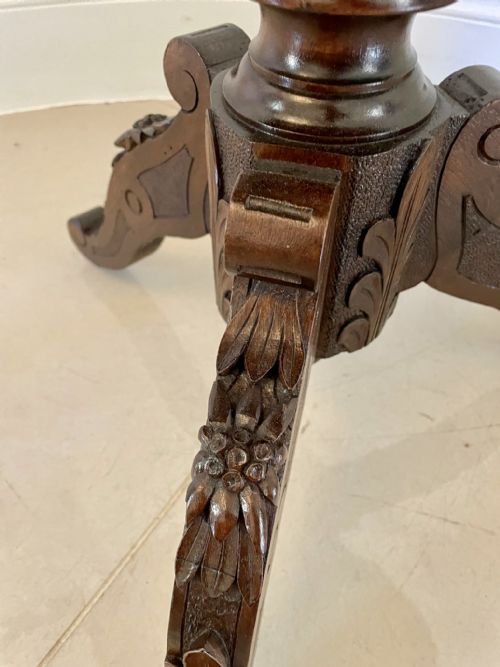 UNUSUAL ANTIQUE VICTORIAN QUALITY MARQUETRY INLAID WALNUT SWISS BLACK FOREST TABLE - ADDITIONAL PHOTO 5