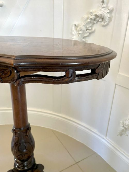 UNUSUAL ANTIQUE VICTORIAN QUALITY MARQUETRY INLAID WALNUT SWISS BLACK FOREST TABLE - ADDITIONAL PHOTO 9