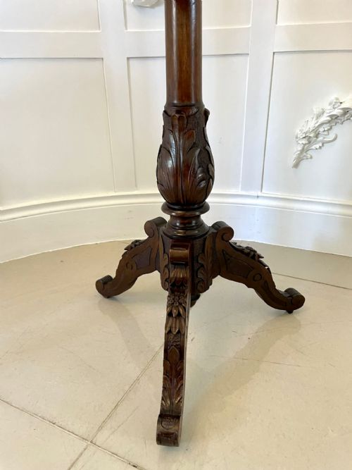 UNUSUAL ANTIQUE VICTORIAN QUALITY MARQUETRY INLAID WALNUT SWISS BLACK FOREST TABLE - ADDITIONAL PHOTO 14