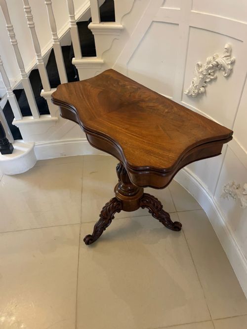 ANTIQUE VICTORIAN QUALITY FIGURED MAHOGANY CARDCONSOLE TABLE - ADDITIONAL PHOTO 12