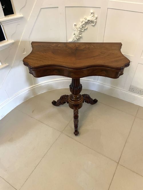 ANTIQUE VICTORIAN QUALITY FIGURED MAHOGANY CARDCONSOLE TABLE - ADDITIONAL PHOTO 13