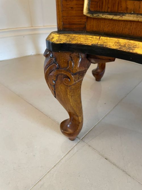 ANTIQUE 18TH CENTURY QUALITY PARQUETRY INLAID SERPENTINE SHAPED MARBLE TOP COMMODE CHEST - ADDITIONAL PHOTO 13
