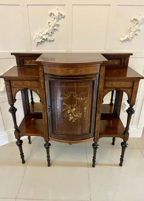 Superb Quality Antique Victorian Inlaid Rosewood Side Cabinet