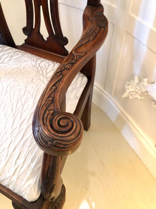 ANTIQUE CARVED MAHOGANY DESK CHAIR - ADDITIONAL PHOTO 5