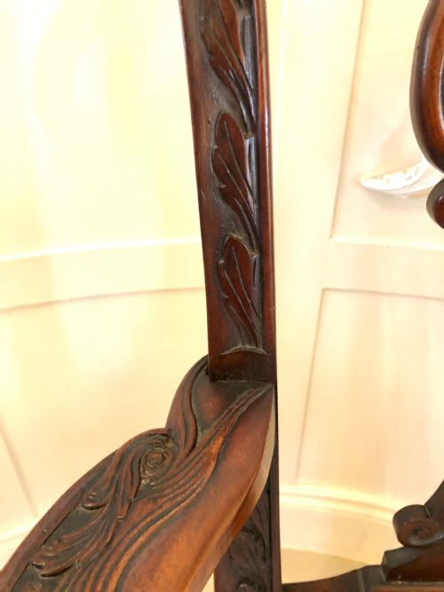 ANTIQUE CARVED MAHOGANY DESK CHAIR - ADDITIONAL PHOTO 8