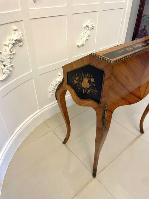fig 1. Antique Victorian Quality Satinwood Freestanding Marquetry Inlaid French Bureau 