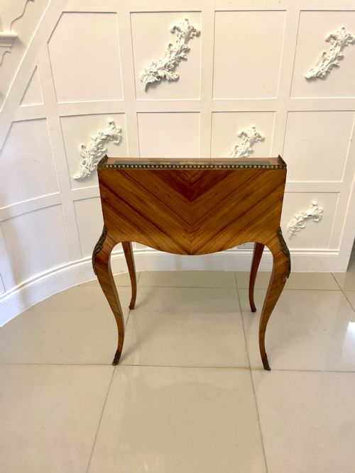 ANTIQUE VICTORIAN QUALITY SATINWOOD FREESTANDING MARQUETRY INLAID FRENCH BUREAU - ADDITIONAL PHOTO 1