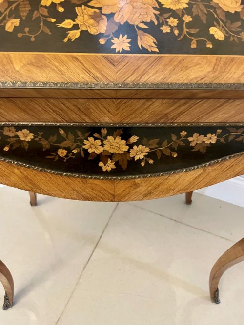 ANTIQUE VICTORIAN QUALITY SATINWOOD FREESTANDING MARQUETRY INLAID FRENCH BUREAU - ADDITIONAL PHOTO 8