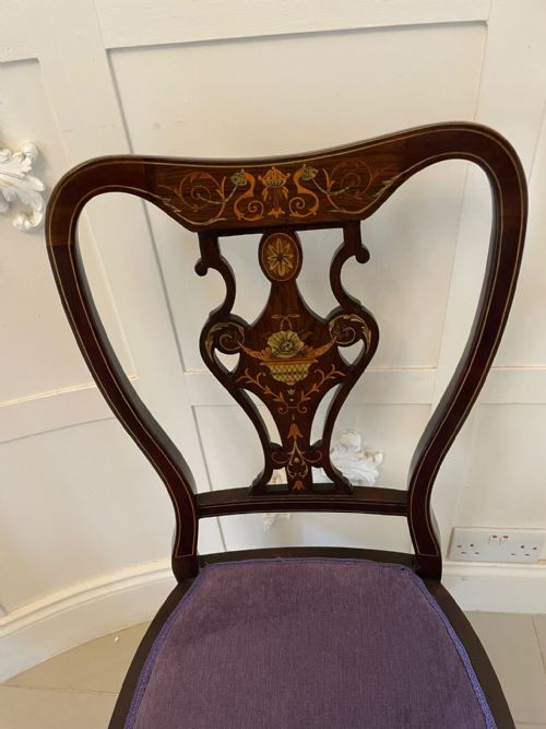 FINE QUALITY ANTIQUE VICTORIAN SET OF FOUR MARQUETRY INLAID CHAIRS - ADDITIONAL PHOTO 1