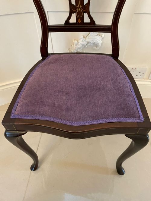 FINE QUALITY ANTIQUE VICTORIAN SET OF FOUR MARQUETRY INLAID CHAIRS - ADDITIONAL PHOTO 10