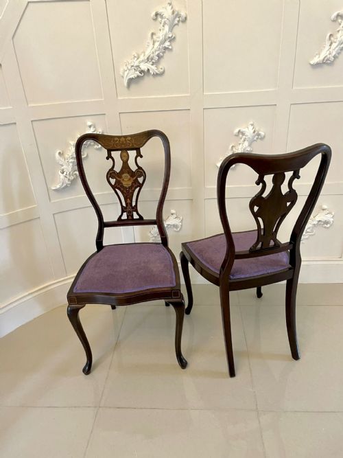 FINE QUALITY ANTIQUE VICTORIAN SET OF FOUR MARQUETRY INLAID CHAIRS - ADDITIONAL PHOTO 11