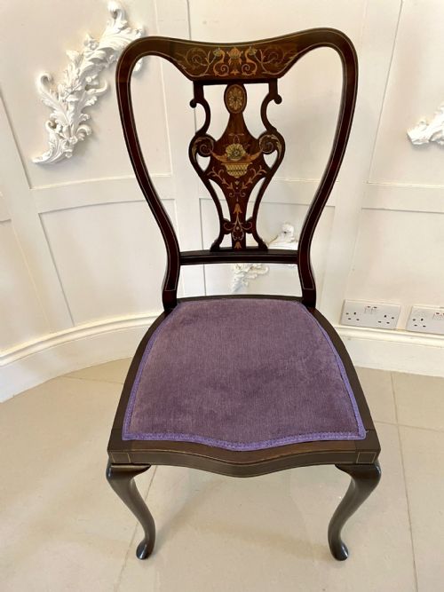 FINE QUALITY ANTIQUE VICTORIAN SET OF FOUR MARQUETRY INLAID CHAIRS - ADDITIONAL PHOTO 12