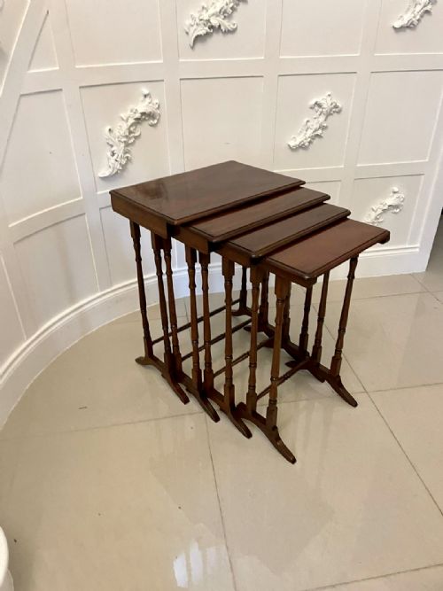 Antique Victorian Quality Figured Mahogany Nest of Four Tables