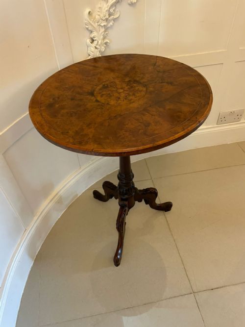 Antique Victorian Quality Burr Walnut Inlaid Lamp Table