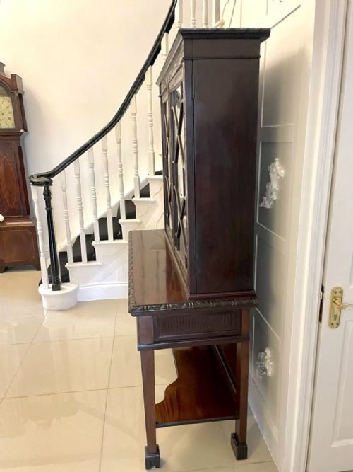 ANTIQUE VICTORIAN QUALITY CARVED MAHOGANY DISPLAY CABINET BY JAMES WINTER SONS LONDON - ADDITIONAL PHOTO 3