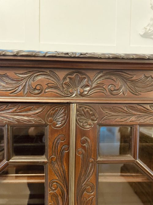 ANTIQUE VICTORIAN QUALITY CARVED MAHOGANY DISPLAY CABINET BY JAMES WINTER SONS LONDON - ADDITIONAL PHOTO 9