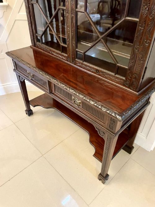 ANTIQUE VICTORIAN QUALITY CARVED MAHOGANY DISPLAY CABINET BY JAMES WINTER SONS LONDON - ADDITIONAL PHOTO 13