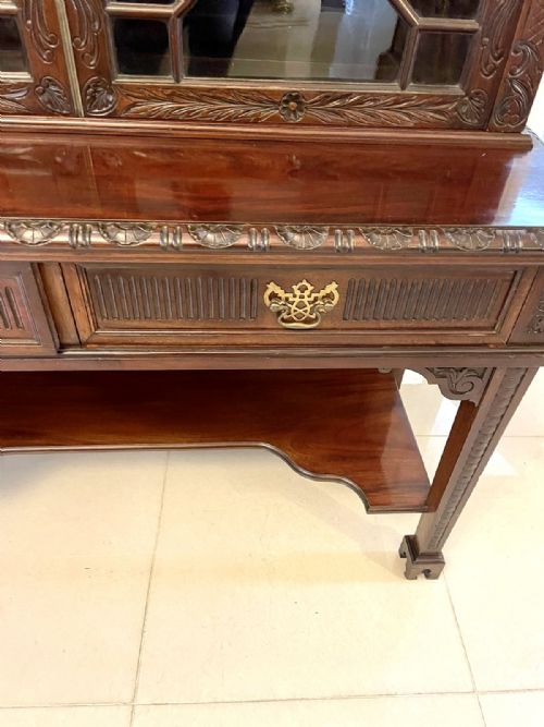 ANTIQUE VICTORIAN QUALITY CARVED MAHOGANY DISPLAY CABINET BY JAMES WINTER SONS LONDON - ADDITIONAL PHOTO 15