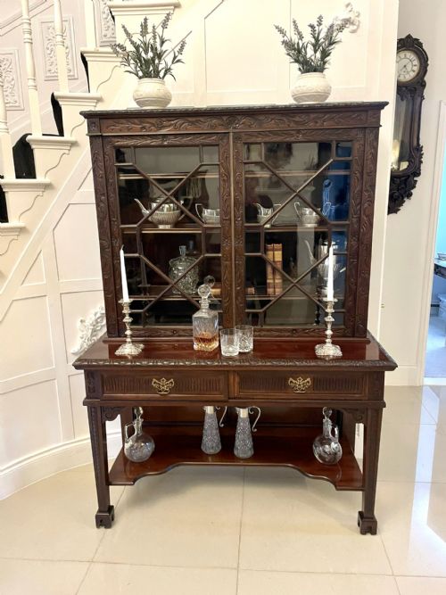 ANTIQUE VICTORIAN QUALITY CARVED MAHOGANY DISPLAY CABINET BY JAMES WINTER SONS LONDON - ADDITIONAL PHOTO 20