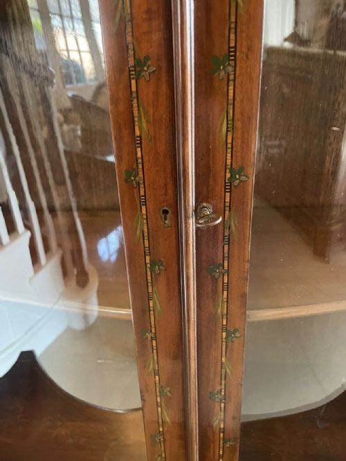 ANTIQUE VICTORIAN QUALITY MAHOGANY DISPLAY CABINET WITH ORIGINAL PAINTED DECORATION - ADDITIONAL PHOTO 3