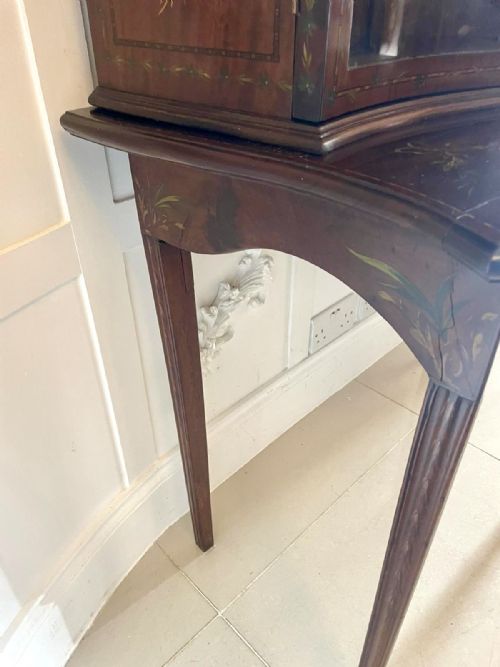 ANTIQUE VICTORIAN QUALITY MAHOGANY DISPLAY CABINET WITH ORIGINAL PAINTED DECORATION - ADDITIONAL PHOTO 6