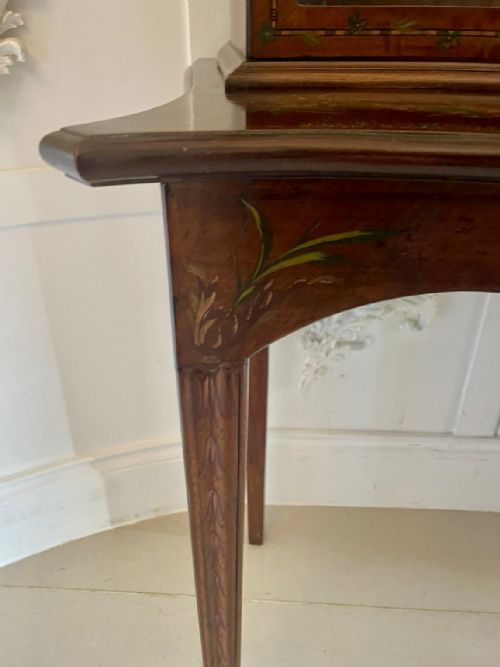 ANTIQUE VICTORIAN QUALITY MAHOGANY DISPLAY CABINET WITH ORIGINAL PAINTED DECORATION - ADDITIONAL PHOTO 7