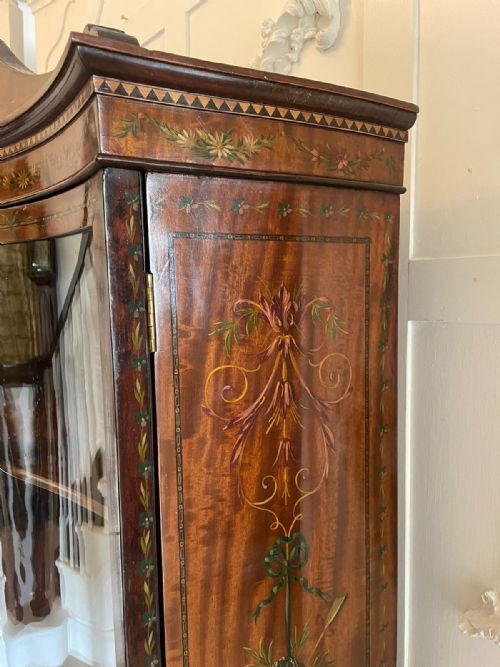 ANTIQUE VICTORIAN QUALITY MAHOGANY DISPLAY CABINET WITH ORIGINAL PAINTED DECORATION - ADDITIONAL PHOTO 10