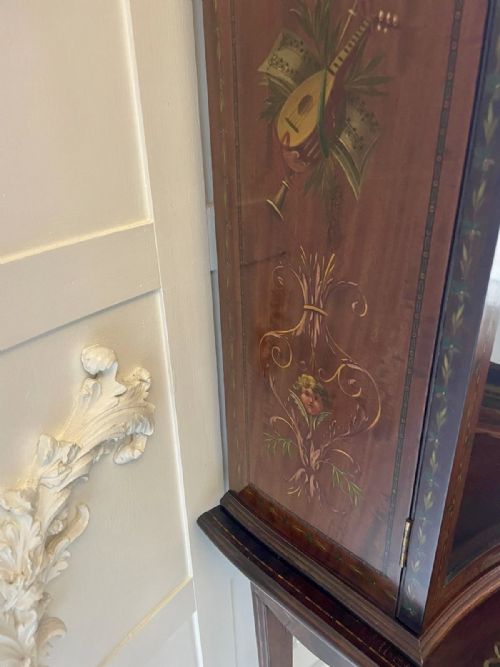 ANTIQUE VICTORIAN QUALITY MAHOGANY DISPLAY CABINET WITH ORIGINAL PAINTED DECORATION - ADDITIONAL PHOTO 11