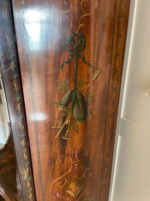 ANTIQUE VICTORIAN QUALITY MAHOGANY DISPLAY CABINET WITH ORIGINAL PAINTED DECORATION - ADDITIONAL PHOTO 13