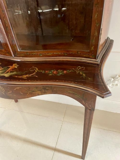 ANTIQUE VICTORIAN QUALITY MAHOGANY DISPLAY CABINET WITH ORIGINAL PAINTED DECORATION - ADDITIONAL PHOTO 14