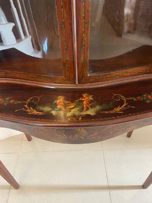 ANTIQUE VICTORIAN QUALITY MAHOGANY DISPLAY CABINET WITH ORIGINAL PAINTED DECORATION - ADDITIONAL PHOTO 18