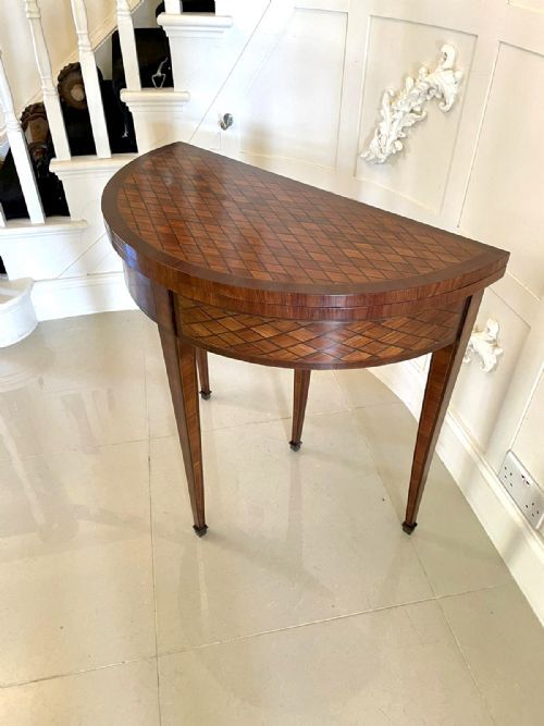 Fine Quality Antique Louis XV French Parquetry Demi-lune Card/Side Table 