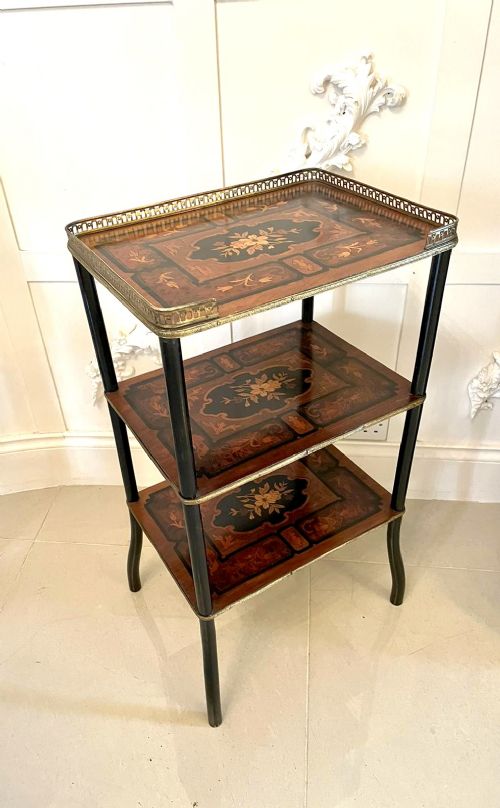 Antique Victorian French Marquetry Inlaid Etagere