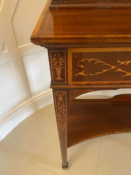 FINE QUALITY ANTIQUE VICTORIAN MAHOGANY INLAID DISPLAY CABINET BY EDWARDS ROBERTS LONDON - ADDITIONAL PHOTO 2