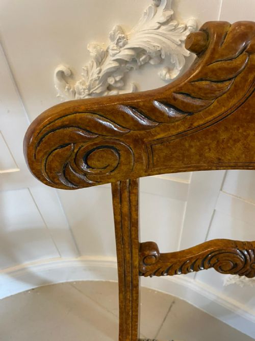 fig 1. Unusual Set of 8 Quality Antique Decorated Faux Birds Eye Maple Dining Chairs