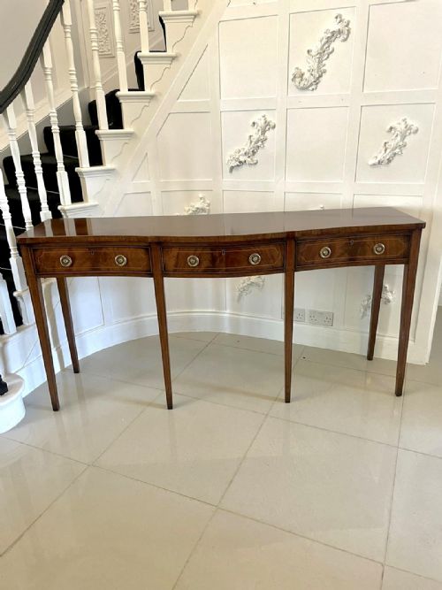 Large Antique Edwardian Quality Figured Mahogany Serpentine Shaped Serving Table/console Table