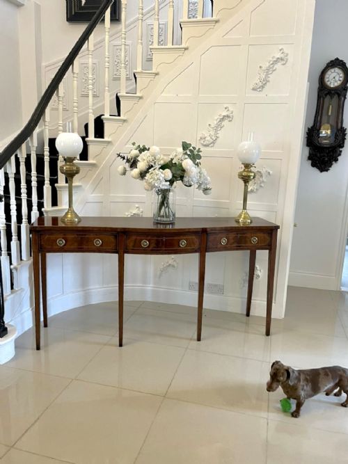 fig 1. Large Antique Edwardian Quality Figured Mahogany Serpentine Shaped Serving Table/Console Table