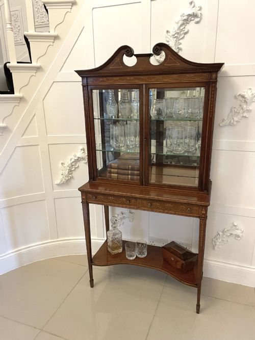 OUTSTANDING QUALITY ANTIQUE VICTORIAN MAHOGANY INLAID DISPLAY CABINET - ADDITIONAL PHOTO 1
