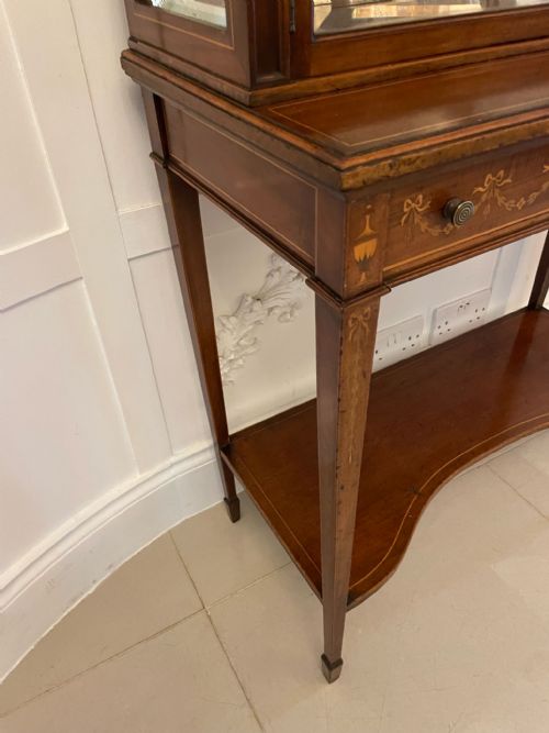 OUTSTANDING QUALITY ANTIQUE VICTORIAN MAHOGANY INLAID DISPLAY CABINET - ADDITIONAL PHOTO 6
