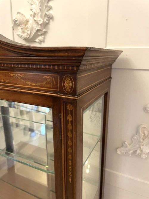 OUTSTANDING QUALITY ANTIQUE VICTORIAN MAHOGANY INLAID DISPLAY CABINET - ADDITIONAL PHOTO 9
