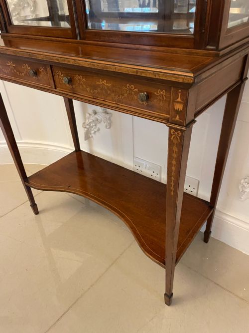 OUTSTANDING QUALITY ANTIQUE VICTORIAN MAHOGANY INLAID DISPLAY CABINET - ADDITIONAL PHOTO 11