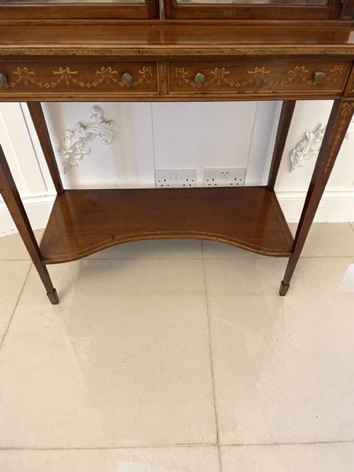 OUTSTANDING QUALITY ANTIQUE VICTORIAN MAHOGANY INLAID DISPLAY CABINET - ADDITIONAL PHOTO 12
